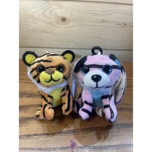 2 Winkeez MVP z PLUSH 4" Miniature Mini Tiger BACKPACK CLIP On Plush Pink Orange